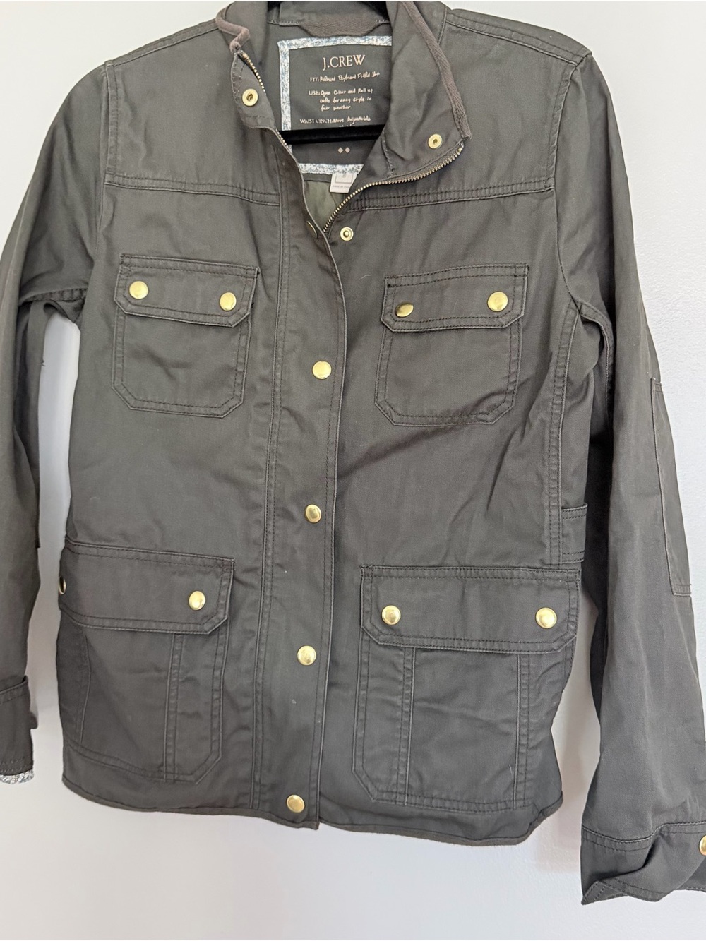 J. Crew Olive Utility Field Jacket with Gold-Tone Hardware